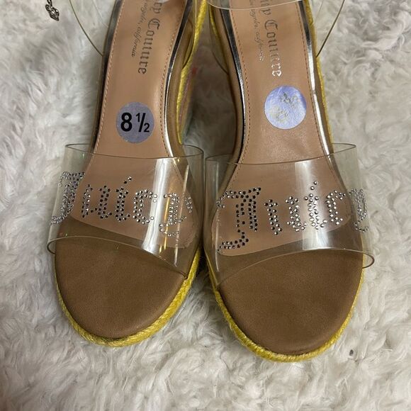 Juicy Couture clear Rhinestones espadrilles rainbow platform wedge sandals SZ8.5 - Picture 7 of 12